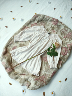Blusa boho ciganinha bege natural - M