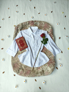 Camisa branca social de lese bordada - G