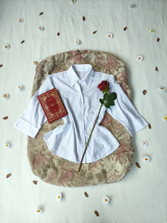 Camisa branca social de lese bordada - G