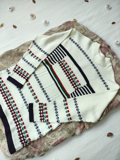 Tricot sueter vintage estampado - G