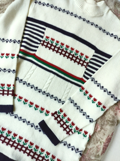 Tricot sueter vintage estampado - G na internet