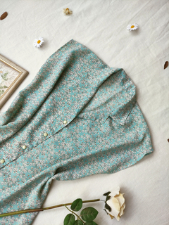 Imagem do Camisa verde floral liberty vintage romântica - G
