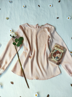 Camisa rose acetinada punhos de pérola - M - loja online