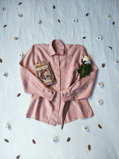 Imagem do Camisa rose social linho puro vintage - G