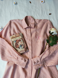 Imagem do Camisa rose social linho puro vintage - G