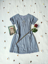 Vestido midi azul/cinza de algodão estilo indiano - G