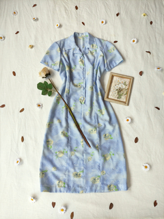 Vestido midi vintage azul claro floral - M/G na internet