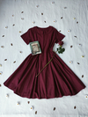Vestido midi bordô estilo vintage boneca - XG