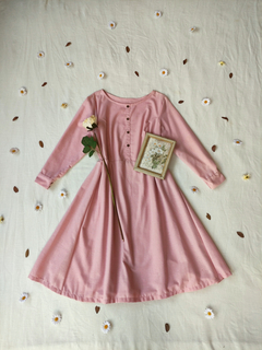 Vestido midi rosa estilo vintage - GG