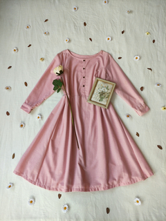 Vestido midi rosa estilo vintage - GG - loja online