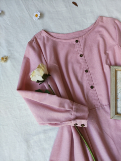 Vestido midi rosa estilo vintage - GG - comprar online