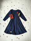 Vestido super midi azul escuro evasê estilo vintage - XG