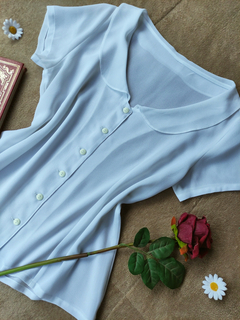 Camisa branca vintage gola peter pan boneca - G - Themargare