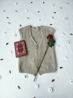Colete de tricot bege cottage - M
