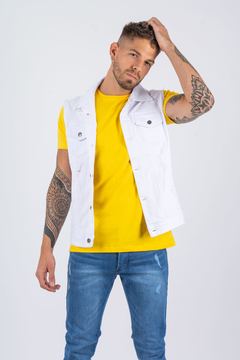Chaleco de Jean Blanco con roturas - comprar online