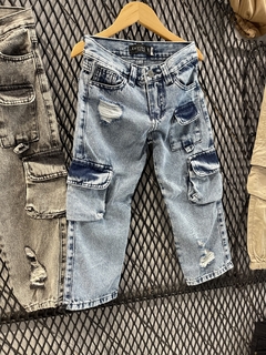 Mom cargo azul-gris nevado niño - comprar online