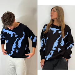 Sweater celeste y negro unisex