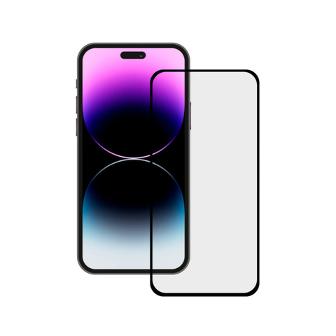 VIDRIO TEMPLADO 9D IPHONE 15 / 15 PRO / 15 PRO MAX BORDE NEGRO