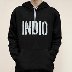 Buzo Canguro Indio clásico - Doble estampa y capucha - Negro y gris plata (Friza) - comprar online