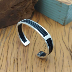Bracelete couro grego preto