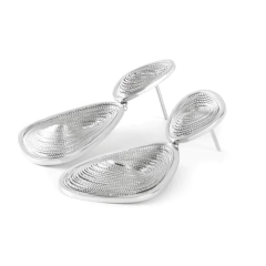 Brincos femininos duplos em prata 950 com design de filigrana inspirado nas dunas