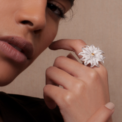 Anel flor filigrana e citrino