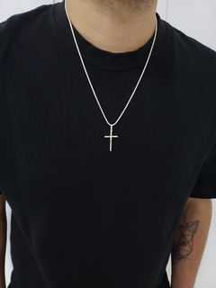 Corrente pipoca 2mm | 60cm com pingente de cruz - comprar online