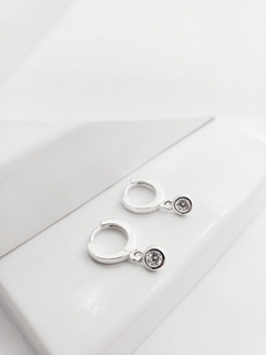 Argola click 10mm pingente zircônia 4mm cristal - loja online