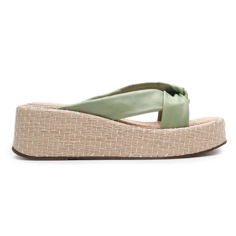 Tamanco Santa Lolla Palha Tiras Verdes