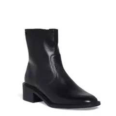 Bota Santa Lolla Couro Preta Cano Curto Salto Bloco Baixo - comprar online