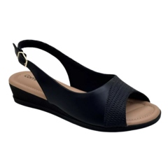 Sandália Anabela Comfortflex Peep Toe Afivelada Slingback - WN Shoes