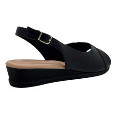 Sandália Anabela Comfortflex Peep Toe Afivelada Slingback - loja online