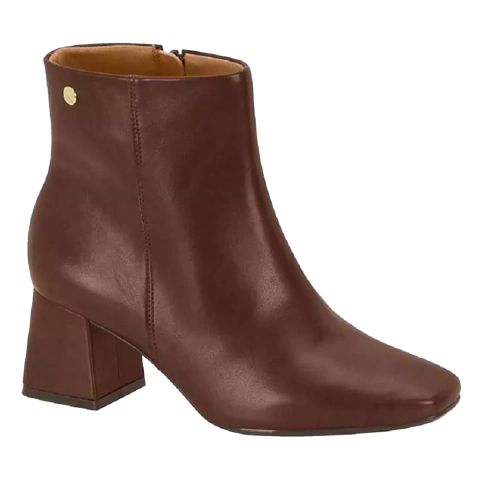 Bota Vizzano Cano Curto Salto Bloco Bico Quadrado Com Zíper - comprar online