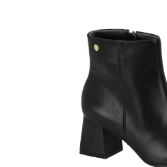 Bota Vizzano Cano Curto Salto Bloco Bico Quadrado Com Zíper