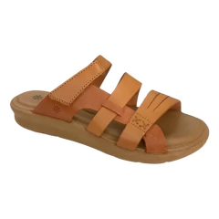 Tamanco Anabela New Face Couro Melrose Tiras Mel New Multi na internet