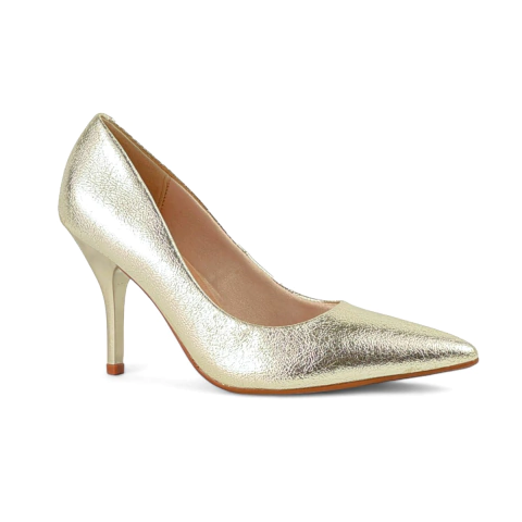 Scarpin Beira Rio Bico Fino Dourado Metalizado