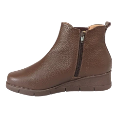 Bota Usaflex Salto Plataforma Couro Elástico Com Zíper