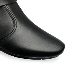 Bota Beira Rio Preta Bico Arredondado Com Fivela e Zíper - loja online