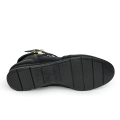 Imagem do Bota Beira Rio Preta Bico Arredondado Com Fivela e Zíper