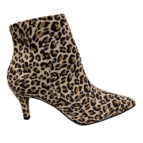 Bota Quiz Bico Fino Salto Agulha Suede Oncinha - comprar online