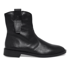 Bota Santa Lolla Couro Cano Curto Com Zíper Salto Baixo