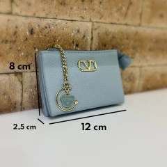 Carteira Victtoria Com Fecho Zíper Dois Compartimentos Detalhes Dourados - WN Shoes