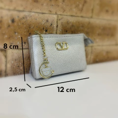 Carteira Victtoria Com Fecho Zíper Dois Compartimentos Detalhes Dourados