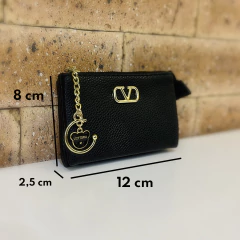 Carteira Victtoria Com Fecho Zíper Dois Compartimentos Detalhes Dourados - WN Shoes