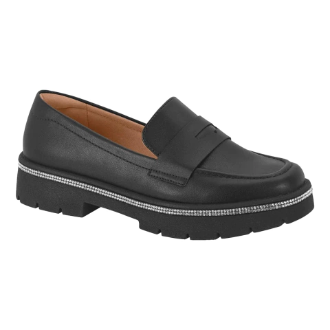 Mocassim Vizzano Loafer Tratorado Com Strass