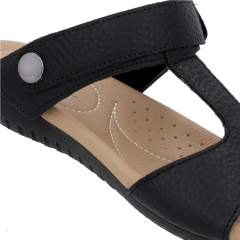 Sandália Usaflex Baixa Couro Preta Com Elástico - loja online