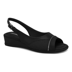 Sandália Anabela Comfortflex Peep Toe Slingback Com Fivela - comprar online