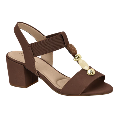 Sandália Modare Ultraconforto Salto Bloco Tira Elástica Com Apliques - comprar online