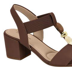 Sandália Modare Ultraconforto Salto Bloco Tira Elástica Com Apliques - loja online