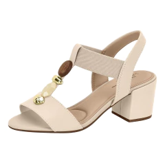 Sandália Modare Ultraconforto Salto Bloco Tira Elástica Com Apliques